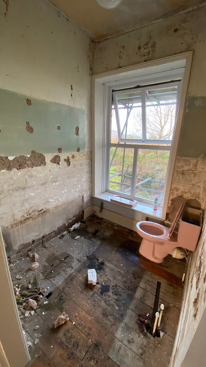 The bathroom during restoration