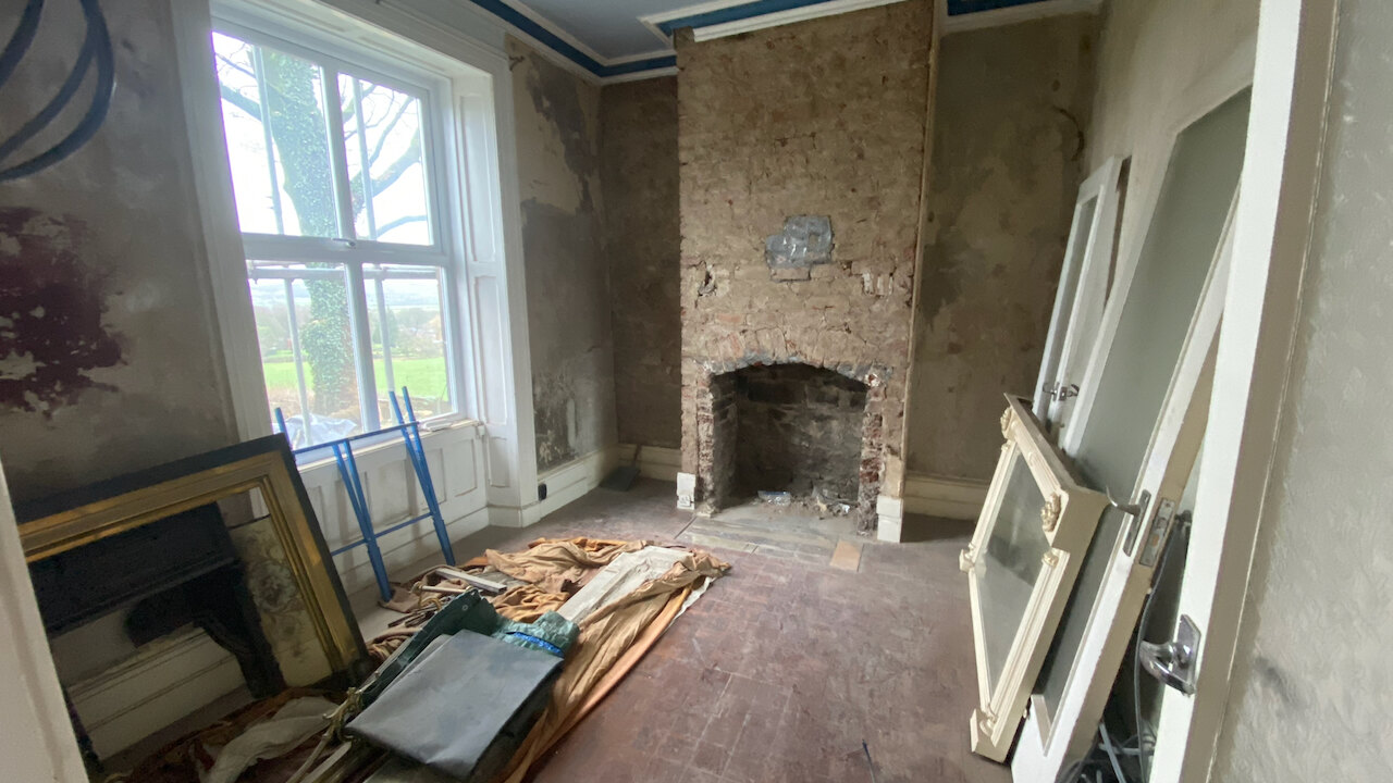 The dining room during restoration