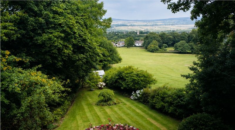 The garden looking out over the Lancashire valley, 1995