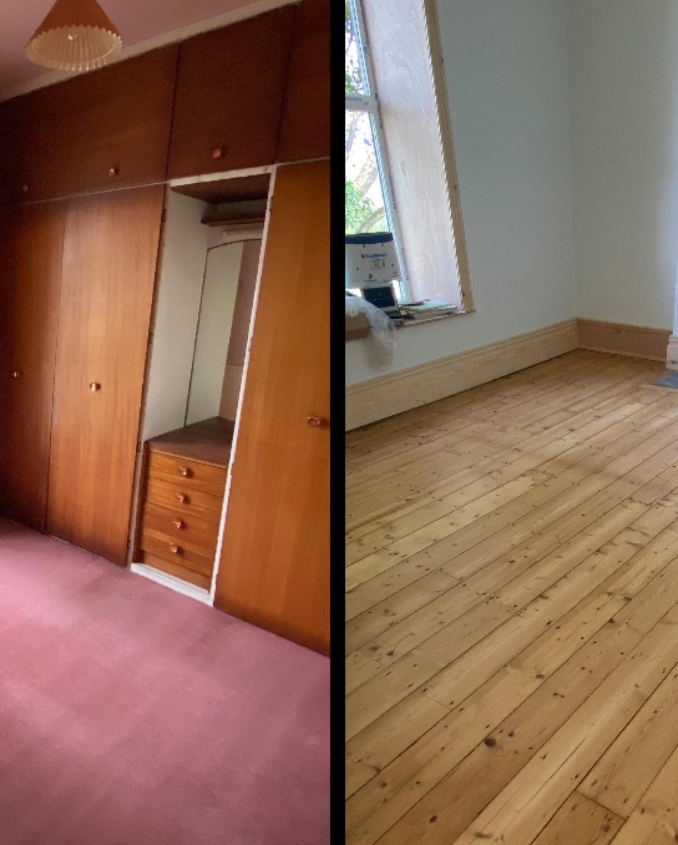 The original parquet floor being sanded back (4/4)