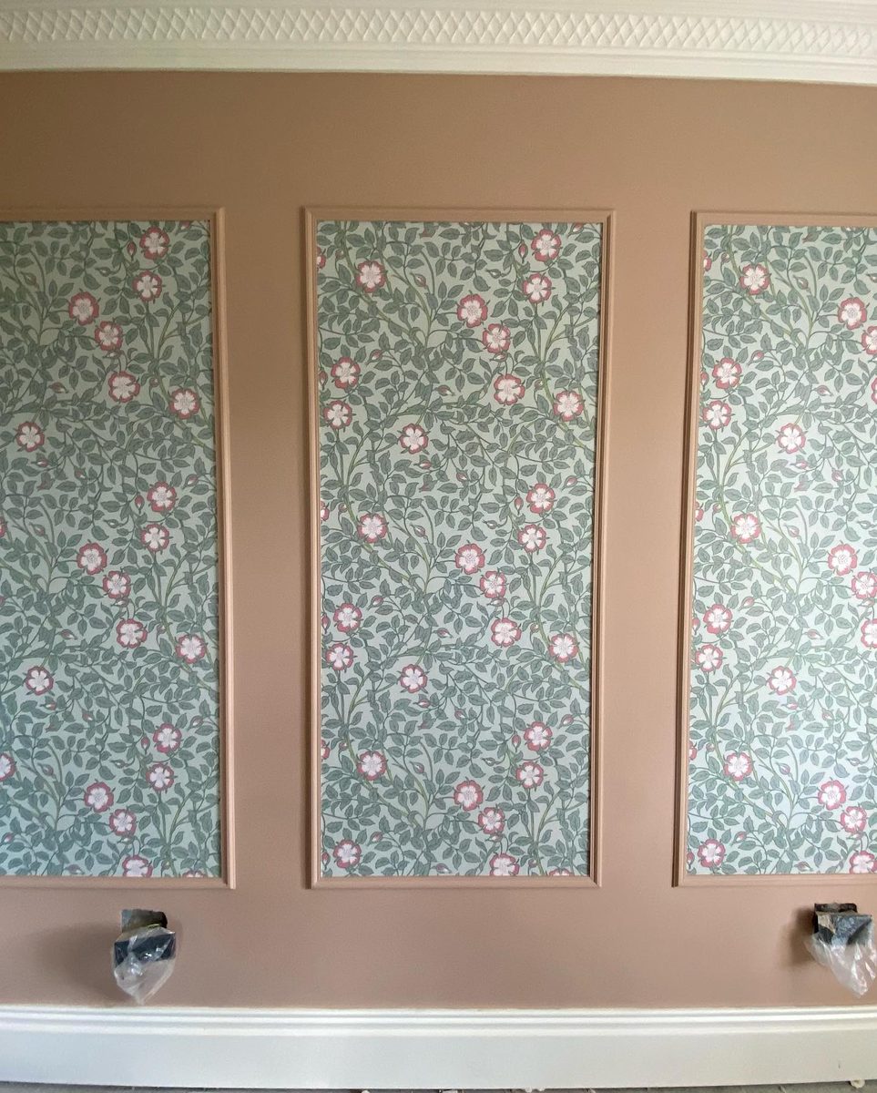 The master bedroom panels and Sweet Briar wallpaper (2/3)