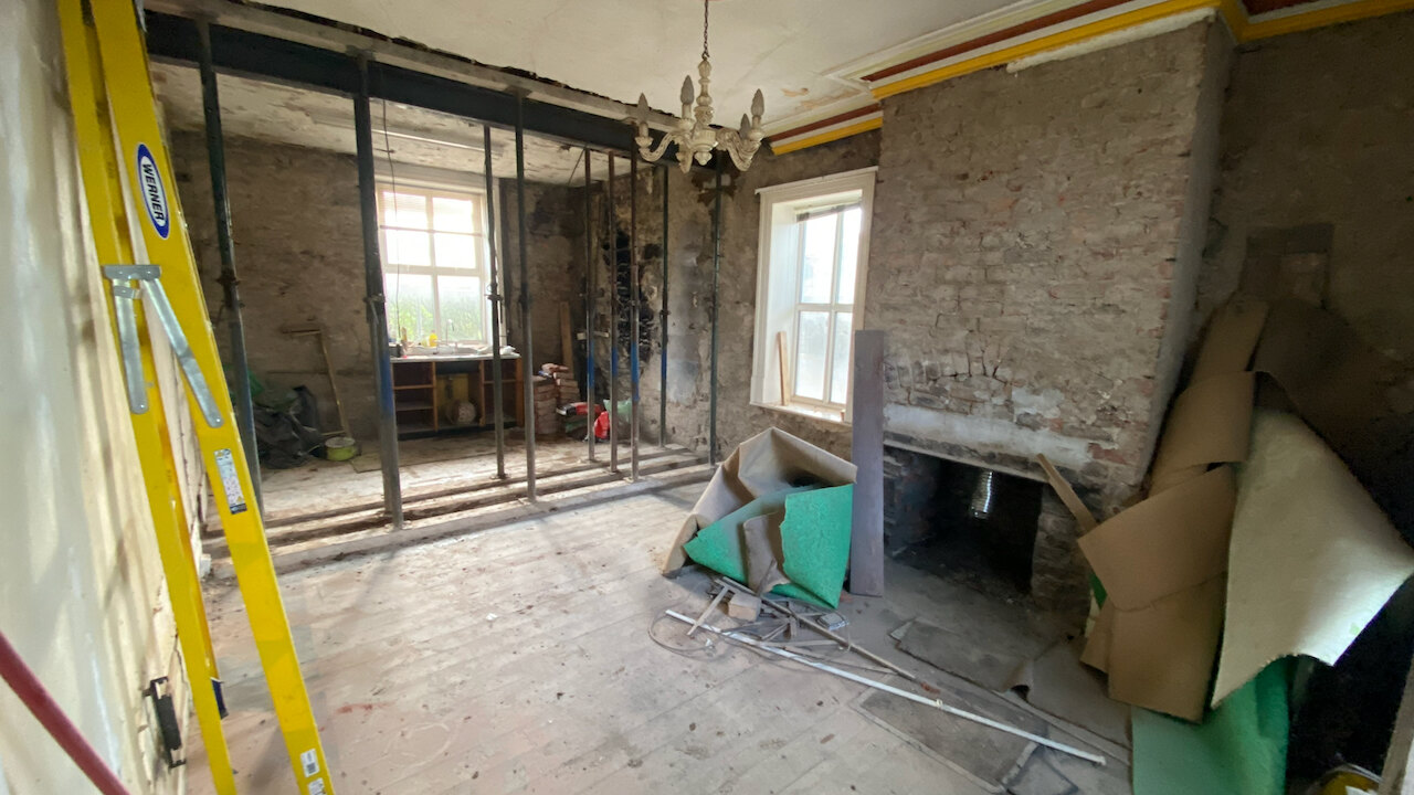 The kitchen from the door, during the knock through