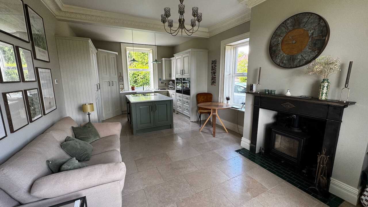 The kitchen from the door, today