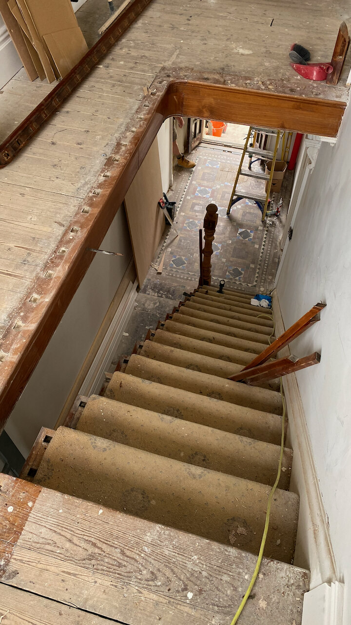 View from the landing, during restoration