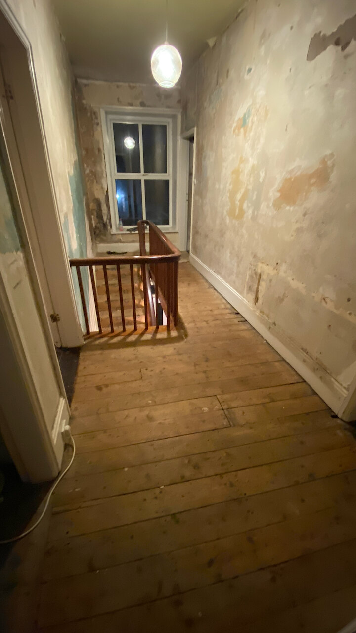 The landing during restoration