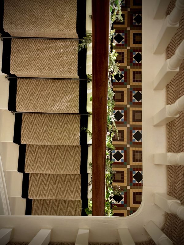 Looking down the stairs at Christmas