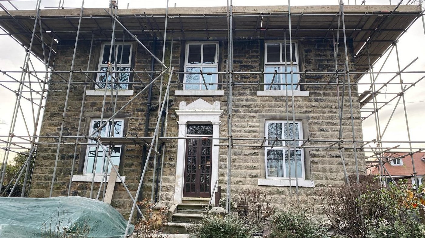Stone repointing under way