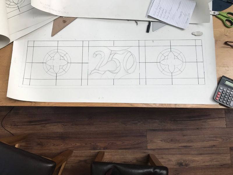 Hand-drawn 250 stained glass design
